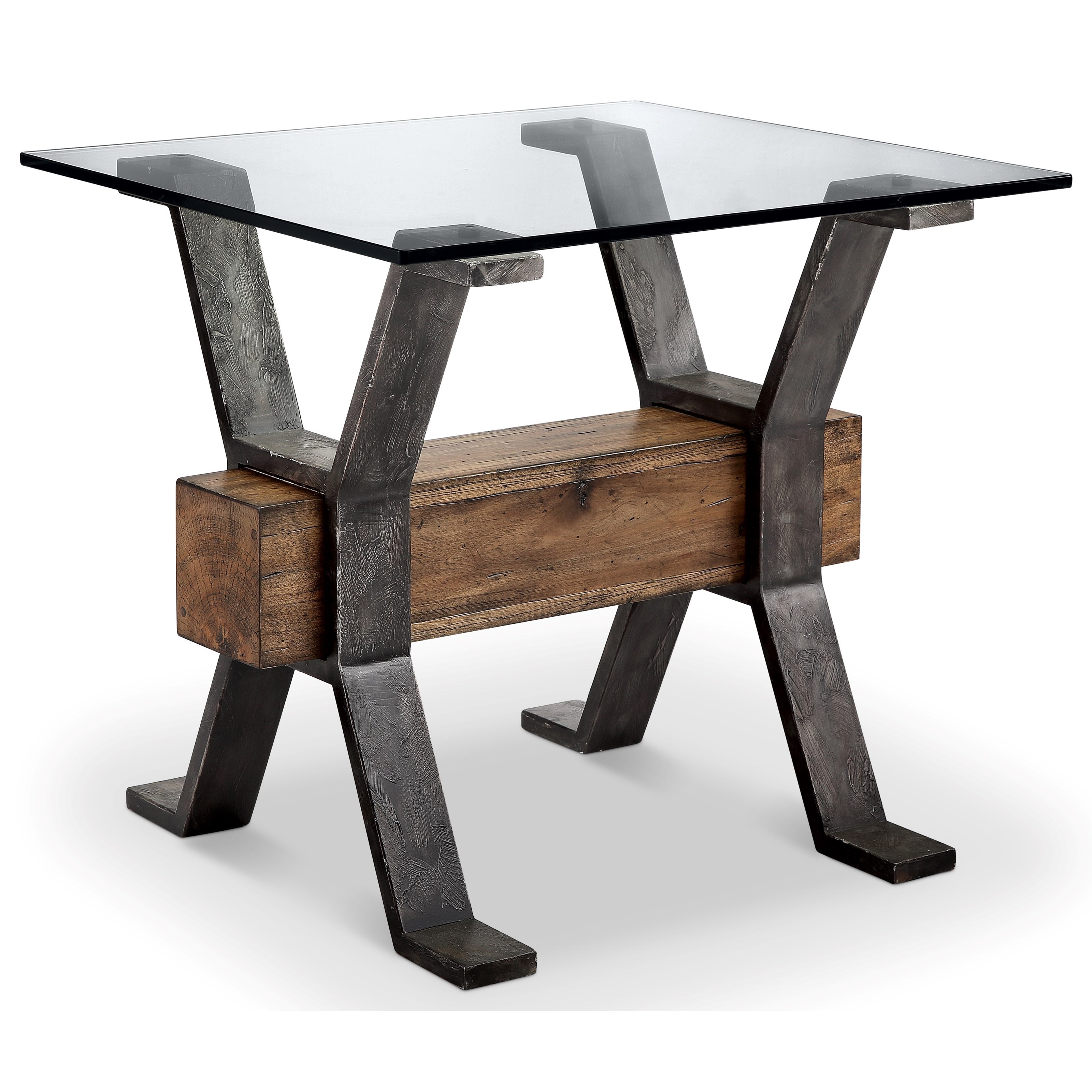 Industrial wood end on sale table